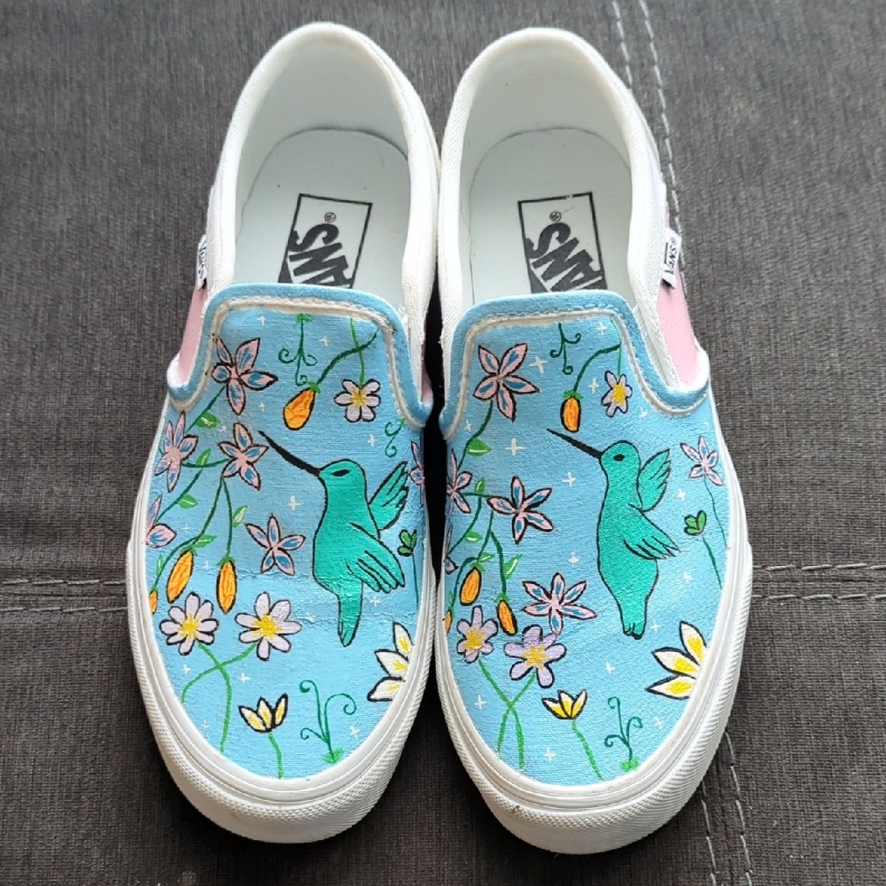 Vans Light Blue Floral Hummingbird Sneakers